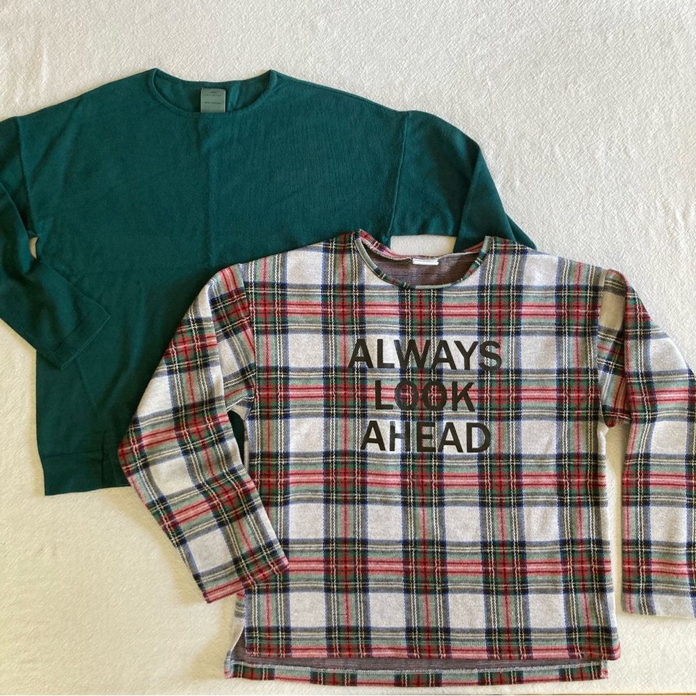 Kids Plaid 'Always Look Ahead' Long Sleeve Top - Red/Green Plaid